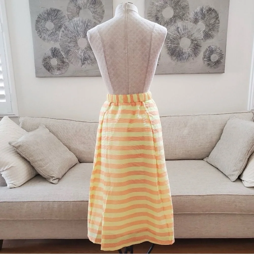 Lane Bryant 22/24 Yellow Striped A-Line Plus Skirt Summer Party Office lined
